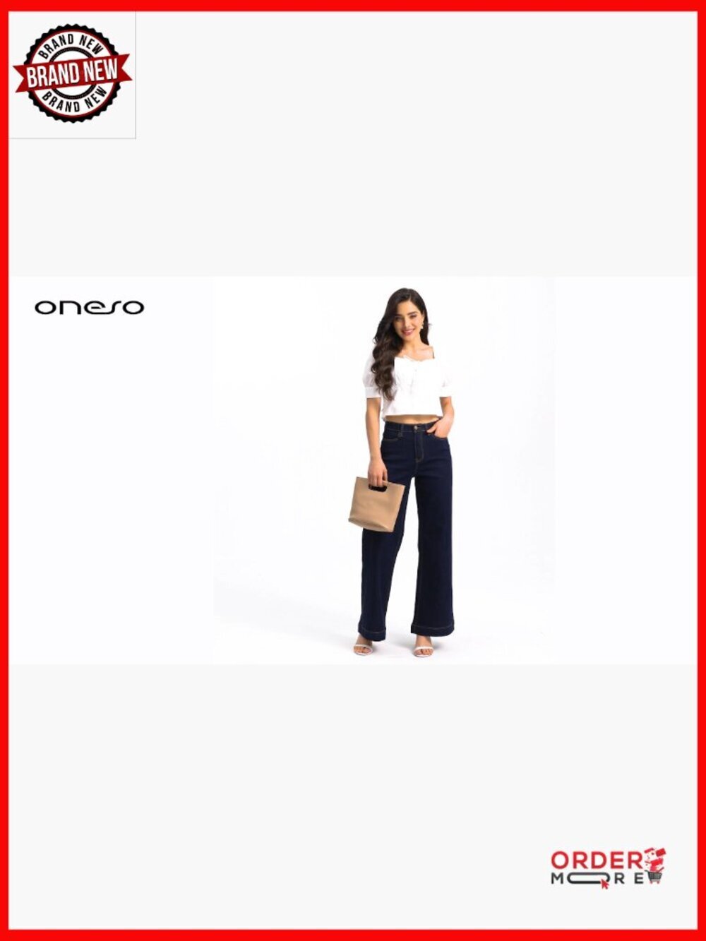 High Waist Wide Leg Flare Jeans Stretch Tummy Control Denim Pants 30 Inseam - Picture 6 of 7